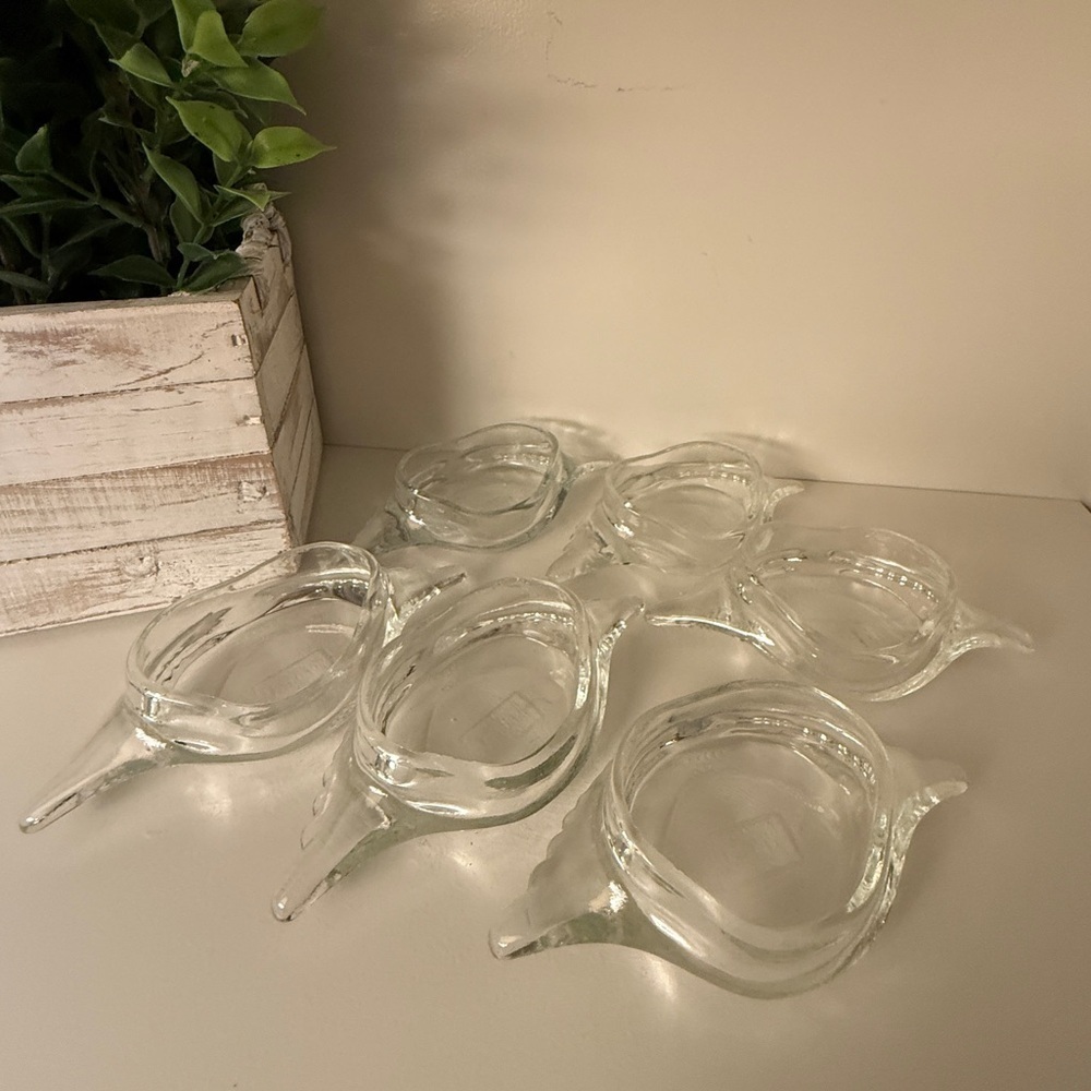 Glasbake Clear Glass Deviled Crab Bakeware  Set of 6.  Vintage Made in USA